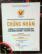 Pacific Gas đạt danh hiệu Hàng Việt Nam Chất Lượng Cao năm 2019